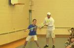 Colin Doyle at Holy Cross Catholic School with student Daniel Heelis.