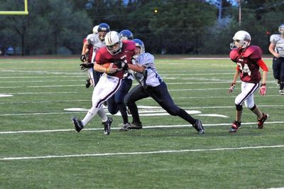 Brad Ranson of North Halton's Crimson Tide during opening game for the Ontario Minor Football League