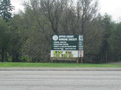 Road sign at Upper Credit Humane Society