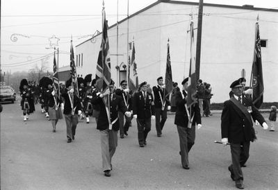 The Colour Party marches in the Remembrance Day Parade