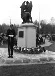 A Lorne Scots vigil guard at the cenotaph in Remembrance Park