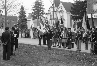 The Colour Party before the cenotaph