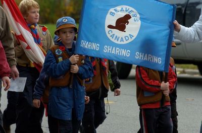 Two Boy Scout Beavers in the Remembrance Parade