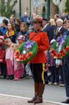 An RCMP member holds a wreath at the Remembrance Ceremony