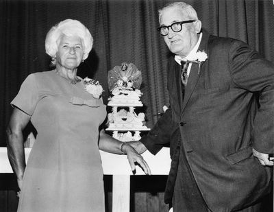 Mr. and Mrs. W.C. Burgan at open house for 50th wedding anniversary