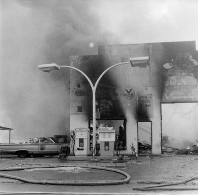 Burnt remains of a Norval garage