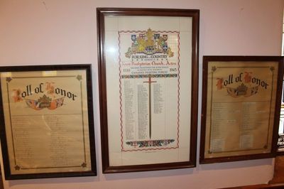 The Rolls of Honour at Knox Presbyterian Church