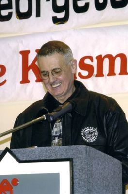 Charlie Hanman speaking at a Georgetown Hockey Heritage Council dinner