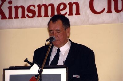 Bob Hooper speaking at a Georgetown Hockey Heritage Council event