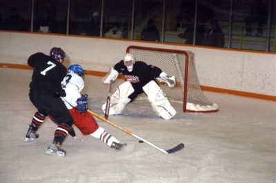 A scoring chance is shut down at a Future Stars game