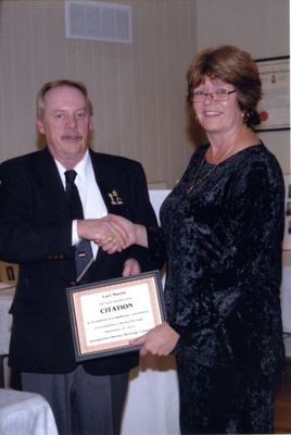 Lori Martin being awarded a citation from Georgetown Hockey Heritage Council