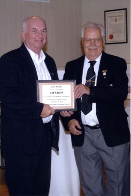 John Murphy being awarded a citation from the Georgetown Hockey Heritage Council