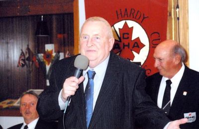 Jack Handy making a speech at a Georgetown Hockey Heritage Council event