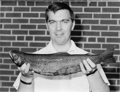 Jim Thrower with his 7-pound rainbow Trout