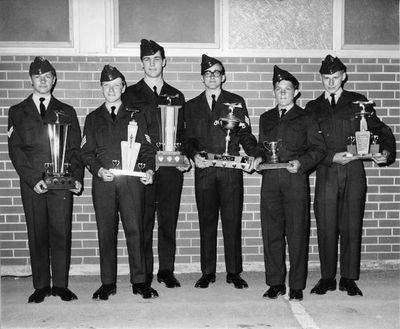 Air Cadets holding trophies