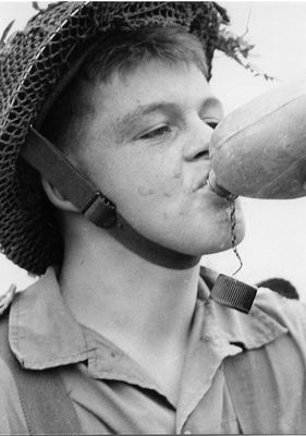 Private Mike (Stoney) Burke pauses during training