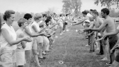 Egg throwing contest at Varian Picnic