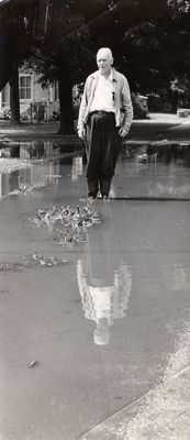 Flood waters on bowling green lawn