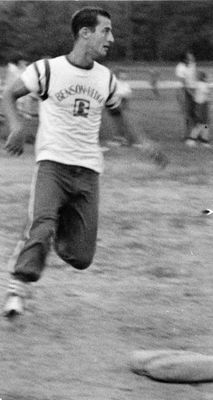 Baseball team player runs to base