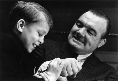 &quot;Whipper&quot; Billy Watson, honorary chairman of the Ontario Easter Seal campaign shows Stephen Francis, a wrestling move. The campaign runs until March 29th.