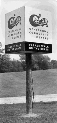 Sign for Cedarvale Centennial Community Centre