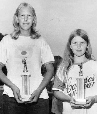 Cathy Burgoyne  and Carol Cook Get Baseball Trophies