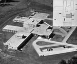 Aerial photo of GD Hospital with drawing insert in upper right corner