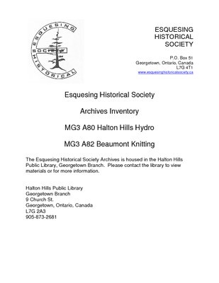 MG3 A80 Halton Hills Hydro - MG3 A82 Beaumont Knitting