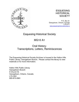 MG10 A1 Oral History - Transcriptions Letters Reminiscences