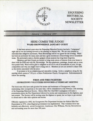 Esquesing Historical Society Newsletter January 1997