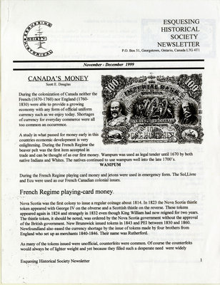 Esquesing Historical Society Newsletter November 1999