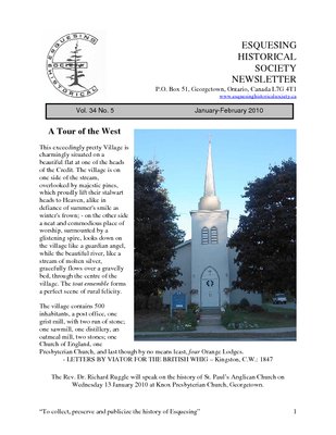 Esquesing Historical Society Newsletter January 2010