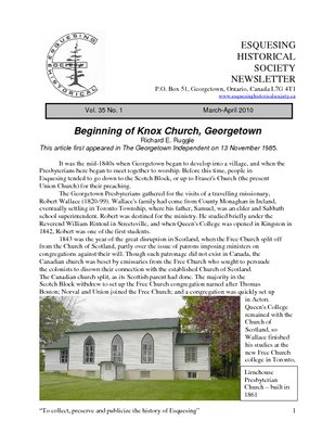 Esquesing Historical Society Newsletter March 2010