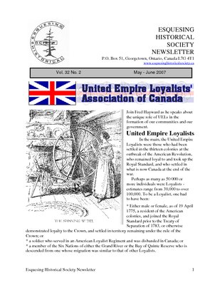 Esquesing Historical Society Newsletter May 2007