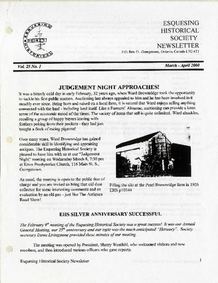 Esquesing Historical Society Newsletter March 2000