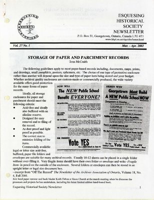 Esquesing Historical Society Newsletter March 2002