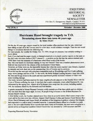 Esquesing Historical Society Newsletter November 2000