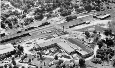 Aerial photograph of Georgetown Railyard.