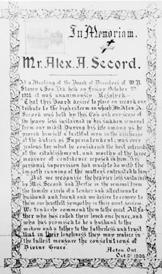 Memoriam in honour of Mr. Alex A. Secord