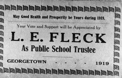 Reverse of election card for Edward Fleck 1919