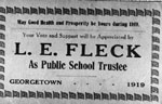 Reverse of election card for Edward Fleck 1919