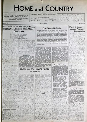 Home & Country Newsletters (Stoney Creek, ON), May 1933