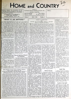 Home & Country Newsletters (Stoney Creek, ON), July 1933