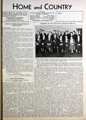 Home & Country Newsletters (Stoney Creek, ON), November and December 1933