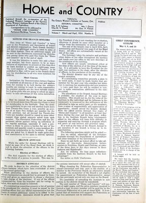 Home & Country Newsletters (Stoney Creek, ON), March and April 1934