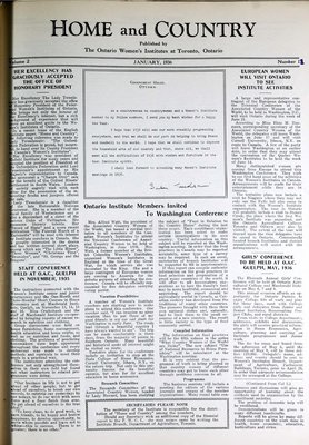 Home & Country Newsletters (Stoney Creek, ON), January 1936