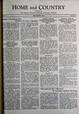 Home & Country Newsletters (Stoney Creek, ON), December 1936