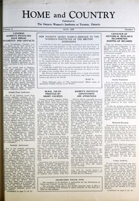 Home & Country Newsletters (Stoney Creek, ON), May 1937