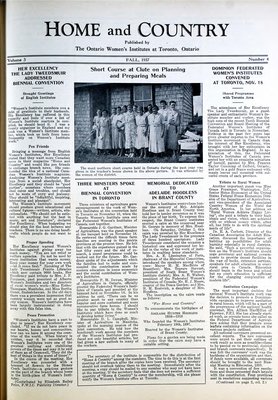 Home & Country Newsletters (Stoney Creek, ON), Fall 1937