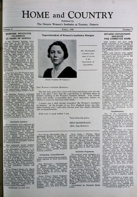 Home & Country Newsletters (Stoney Creek, ON), Fall 1938